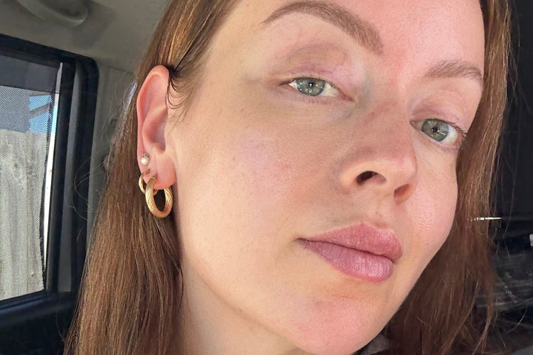 a woman with clear glowing skin