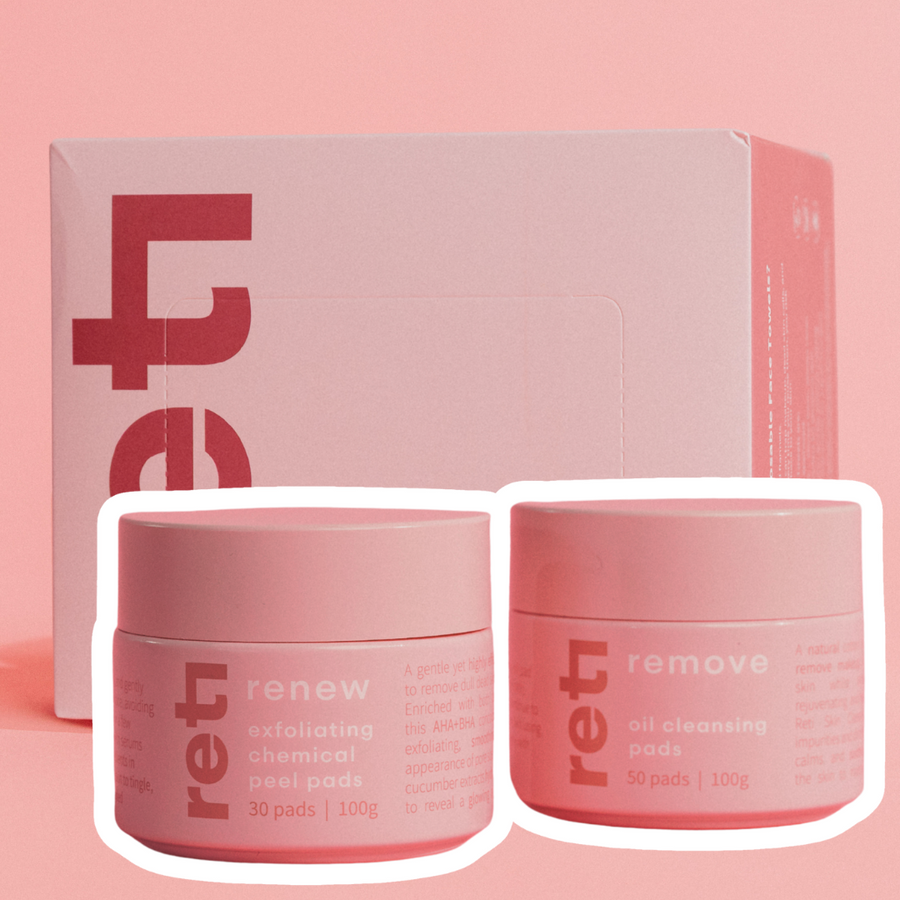 remove cleansing oil, renew chemical peel and disposable towels in pink packaging for Reti Skin