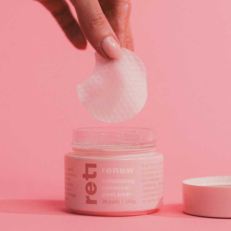 chemical peel pads in pink jar 100g Reti Skin